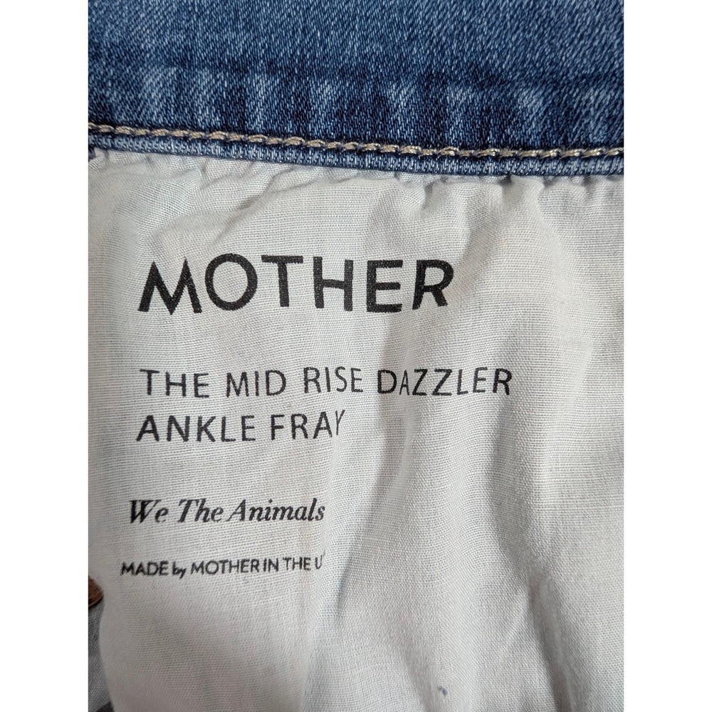 MOTHER Denim Shorts Womens 30 Blue Mid Rise Dazzler Ankle Fray Raw Hem Cutoff - Picture 4 of 8